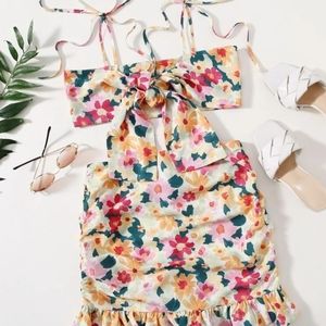 Never worn, floral 2 piece dress set